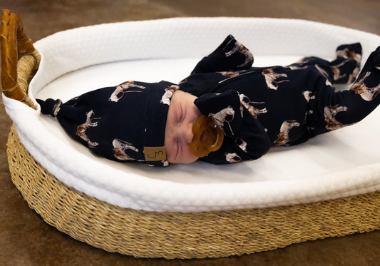 Navy Ranch Horse Newborn Baby Hat