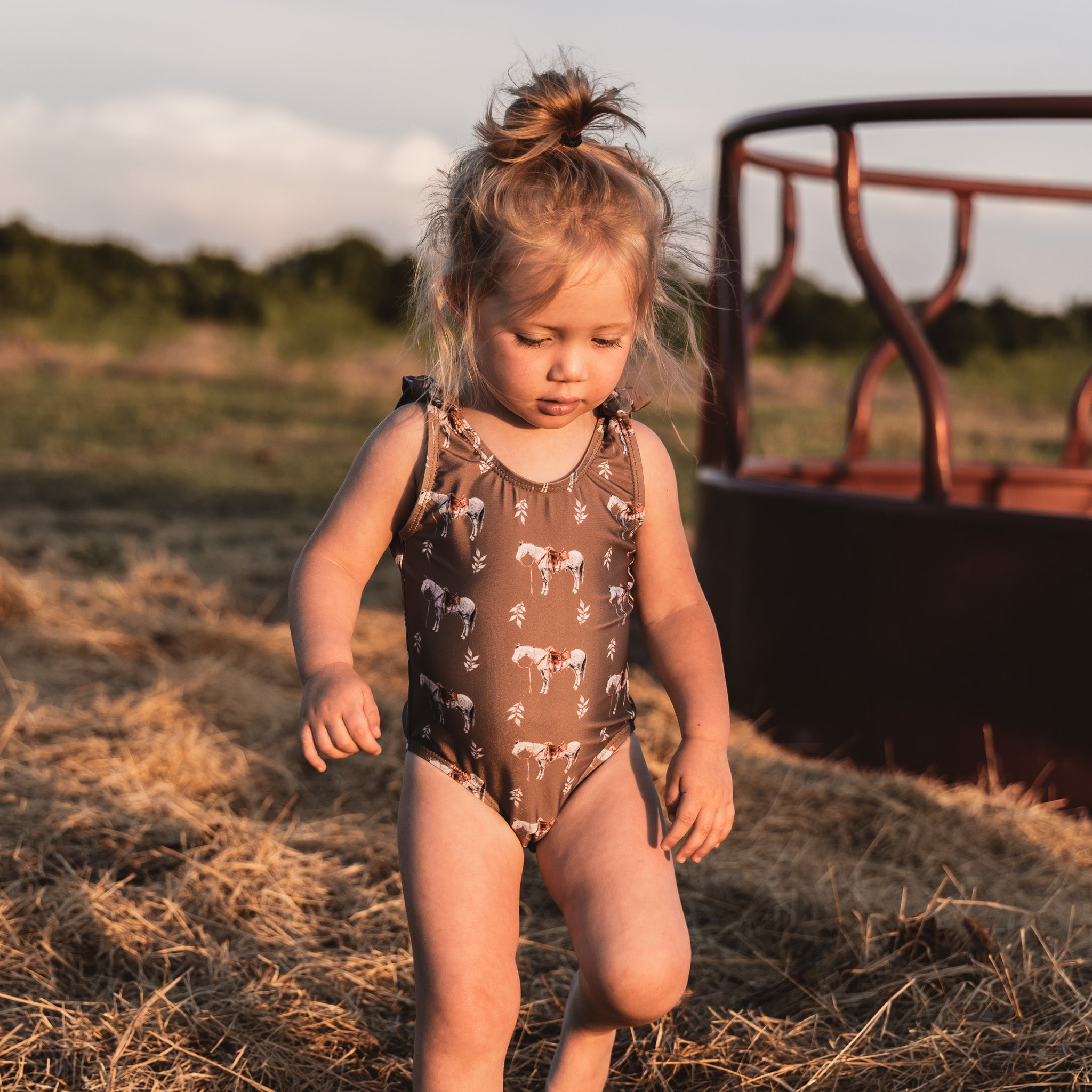 Almond Ranch Horse Swimsuit