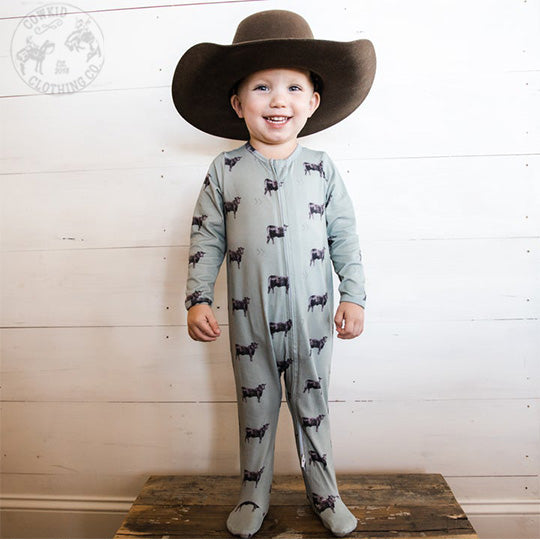 Olive Angus Folding Feet Jammies