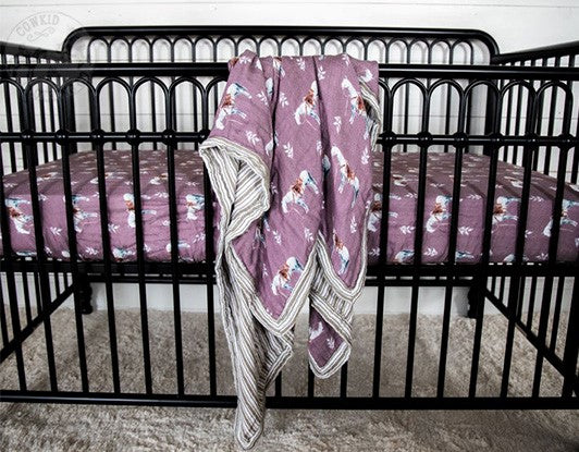 Mauve Ranch Horse Bamboo Muslin Blanket Cowkid Clothing Company