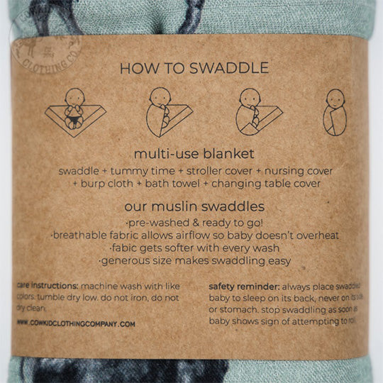 Olive Angus Bamboo Muslin Swaddle