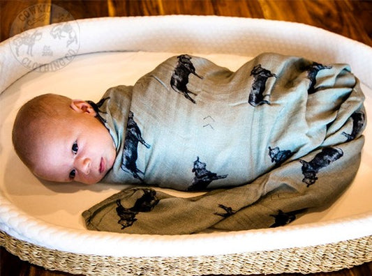 Olive Angus Bamboo Muslin Swaddle