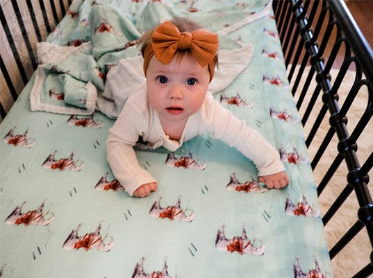 Sage Ranch Horse Bamboo Muslin Crib Sheet Cowkid Clothing Company