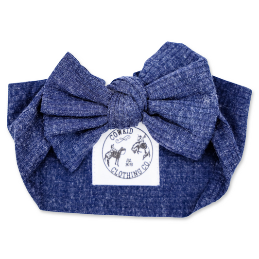 Navy Ribbed Head Wrap