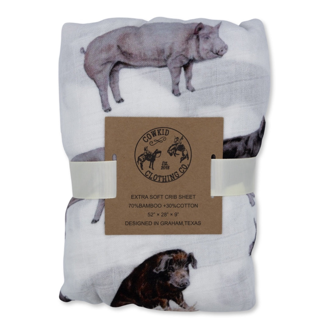 Pig Bamboo Muslin Crib Sheet