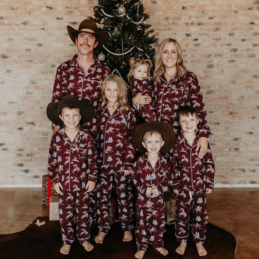 Traditional Red Cowboy Christmas Pajama Set