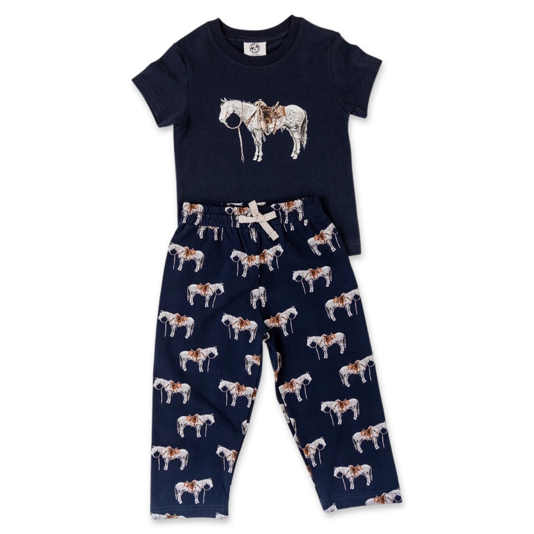 Navy Ranch Horse Pajama Set