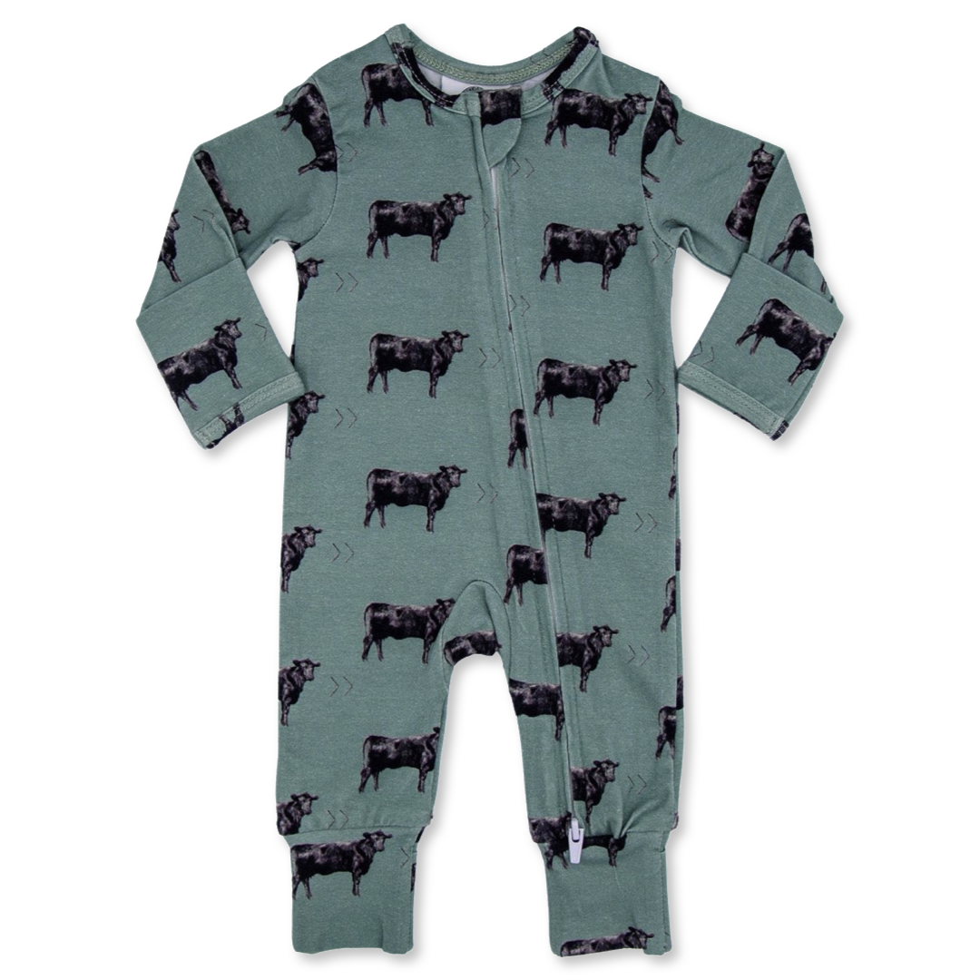 Olive Angus Folding Feet Jammies