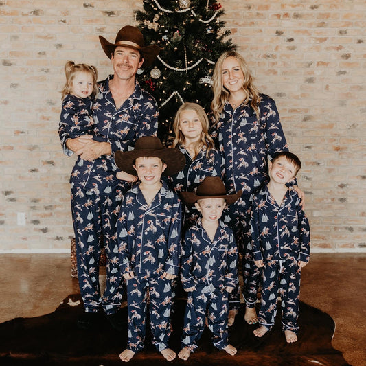 Classic Navy Cowboy Christmas Pajama Set