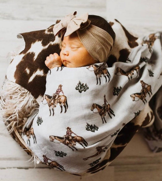 Cowgirls & Cactus Bamboo Muslin Swaddle
