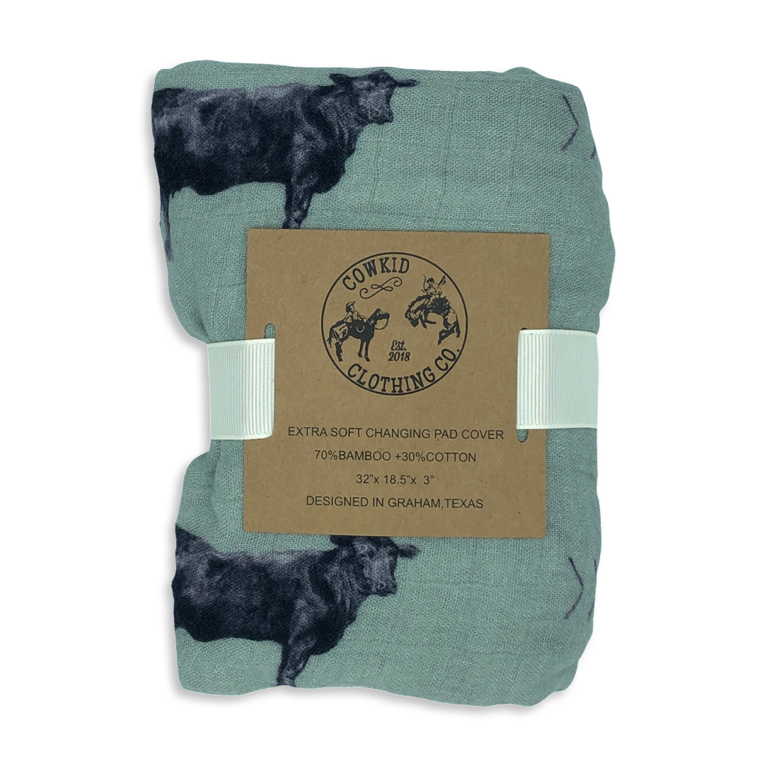 Olive Angus Bamboo Muslin Changing Pad Cover