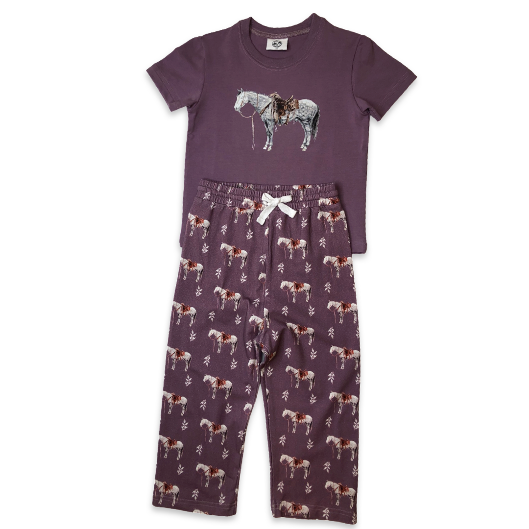 Mauve Ranch Horse Pajama Set